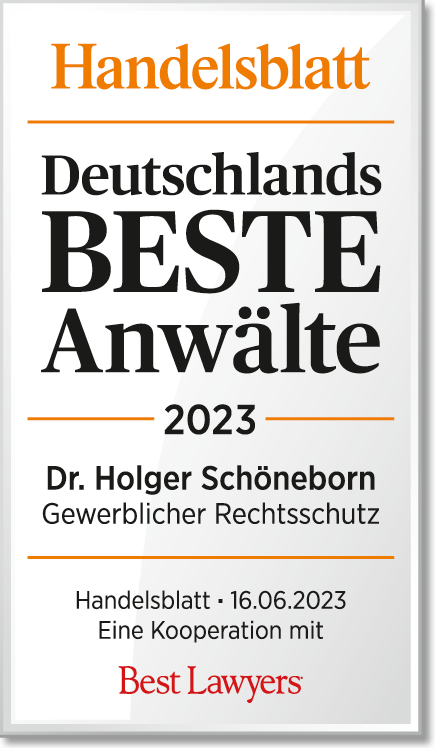 Handelsblatt Auszeichnung: Deutschlands beste Anwälte 2023 – Dr. Holger Schöneborn – Schneiders & Behrendt